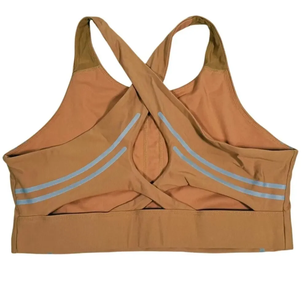 Fabletics No-Bounce Reflective Sports Bra Size Small Tan High Impact Workout Run